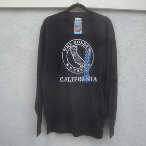 NEW State of Mine California Men's T-Shirt Large Black Long Sleeve Golden State